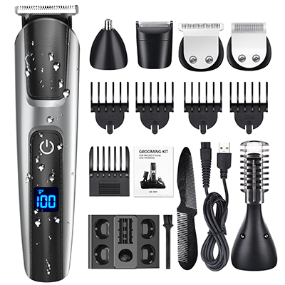 Electric Beard Trimmer for Men Professional, HOMSOR Mens Beard Trimmer Cordless Rechargeable Waterproof, Hair Trimmer Beard Clippers Mustache Trimmer Body Nose Ear Face Trimmer Grooming Kit for Men